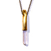 SMALL FACETED CRYSTAL CAP BRASS / RAW CLEAR QUARTZ PENDANT