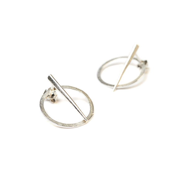 Petite Telson Orbit 2 Part Studs Sterling
