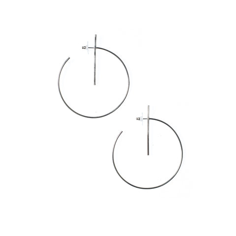 Large Lined Circle Hoops Sterling
