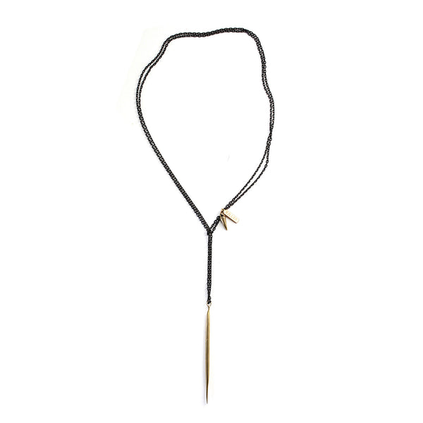 Quill Lariat Necklace Brass