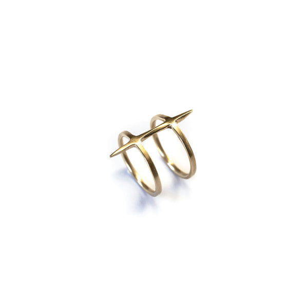 2 Band Twist Spike Ring Brass