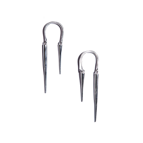 Reverse Horseshoe Earrings W Spike Drops Sterling