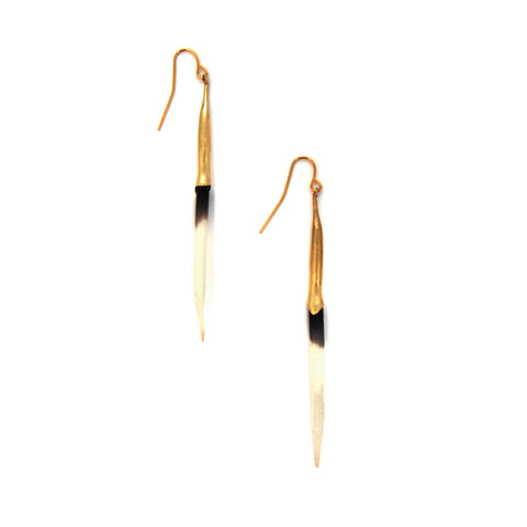 Bionic Brass Quill Earring White