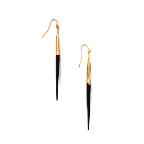 Bionic Brass Quill Earring Black