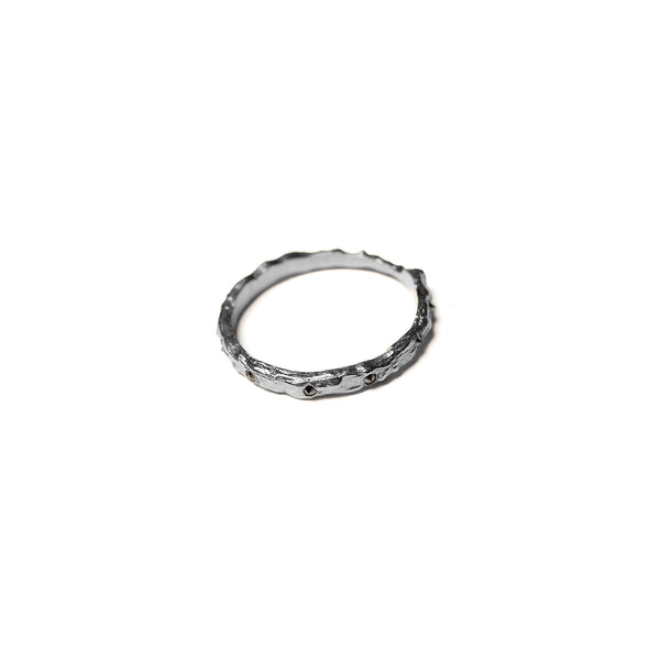 Thorned Ring W Black Diamonds Sterling