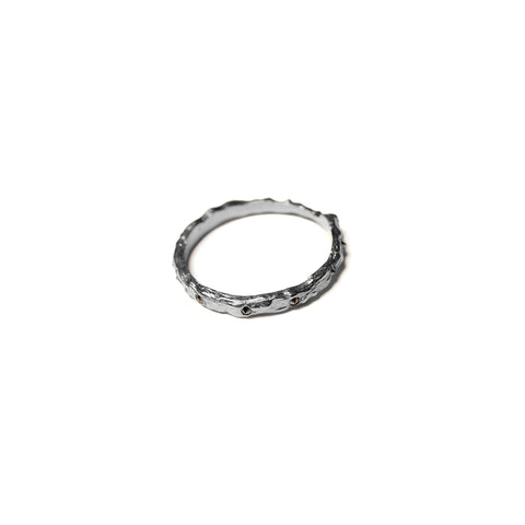 Thorned Ring W Black Diamonds Sterling