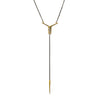 Small Mirrored Ray Y Necklace with Telson Drop Brass