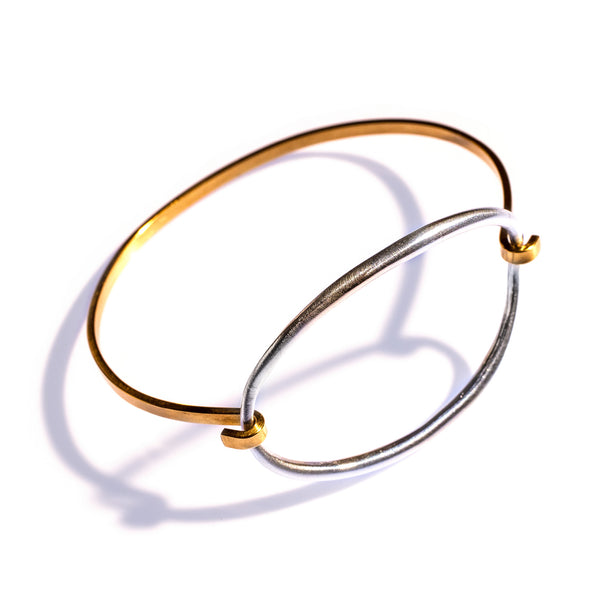 Convex Ellipse Tension Cuff Brass / Sterling