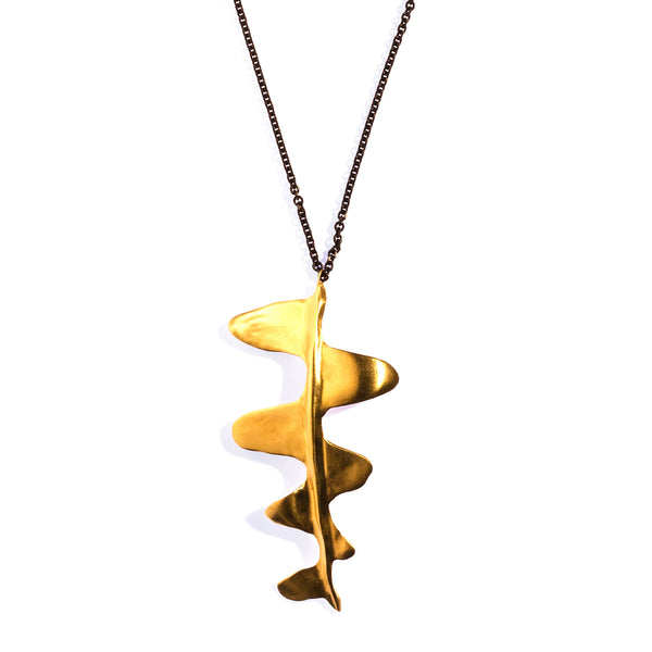 Large Ric Rac Pendant Brass