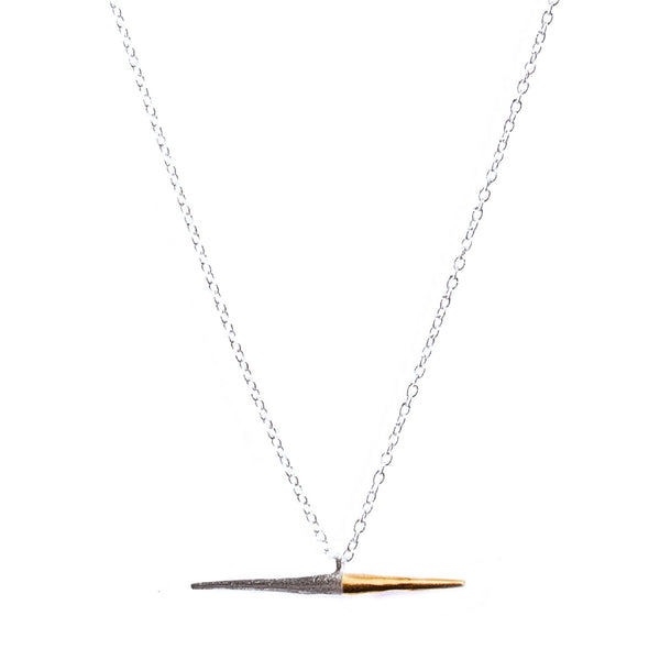 Petite Bionic Spike Necklace Sterling Silver / Yellow Gold On Silver Chain