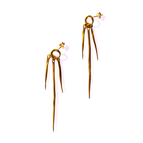 Small Ellipse Multi Twist Spike Drop Earrings Brass