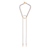 Large Ellipse Lariat W Spike Drops Brass