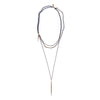 LAYERED BRASS ROSARY / CHAIN QUILL DROP NECKLACE BRASS