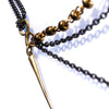 LAYERED BRASS ROSARY / CHAIN QUILL DROP NECKLACE BRASS