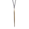 LAYERED BRASS ROSARY / CHAIN QUILL DROP NECKLACE BRASS