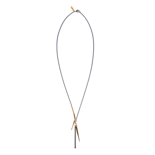 TWIST BAR / SMOOTH SPIKES CHARM NECKLACE BRASS