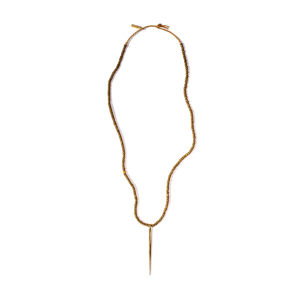 AFRICAN BRASS BEADS WITH SHORT QUILL PENDANT