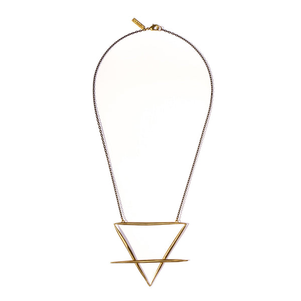 LARGE EARTH NECKLACE SHORT BRASS