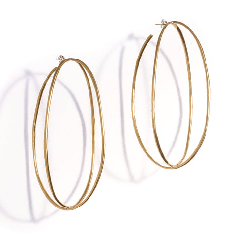 DOUBLE OVERSIZED ELLIPSE HOOPS BRASS