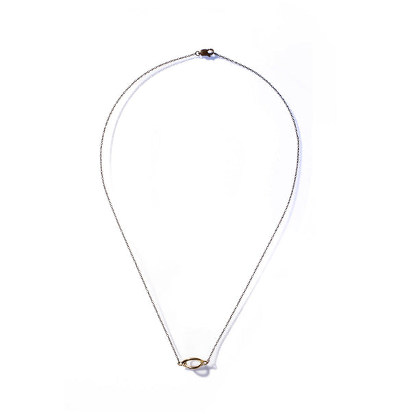 PETITE ENCOMPASS ELLIPSE NECKLACE YELLOW GOLD / BLACKENED SILVER CHAIN