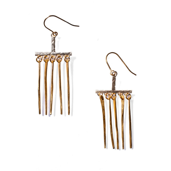 SMALL STERLING CHIMES EARRINGS FORGED SPIKES BRASS