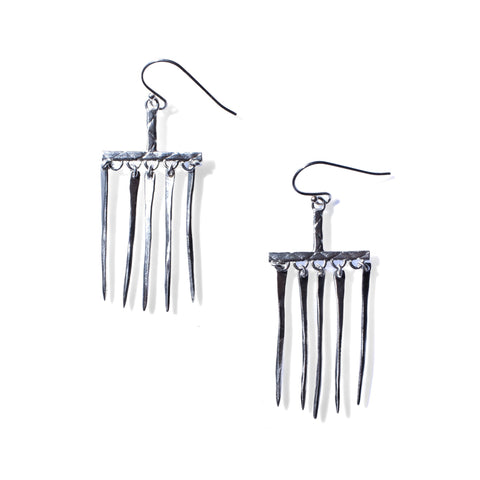 SMALL CHIMES EARRINGS FORGED SPIKES STERLING
