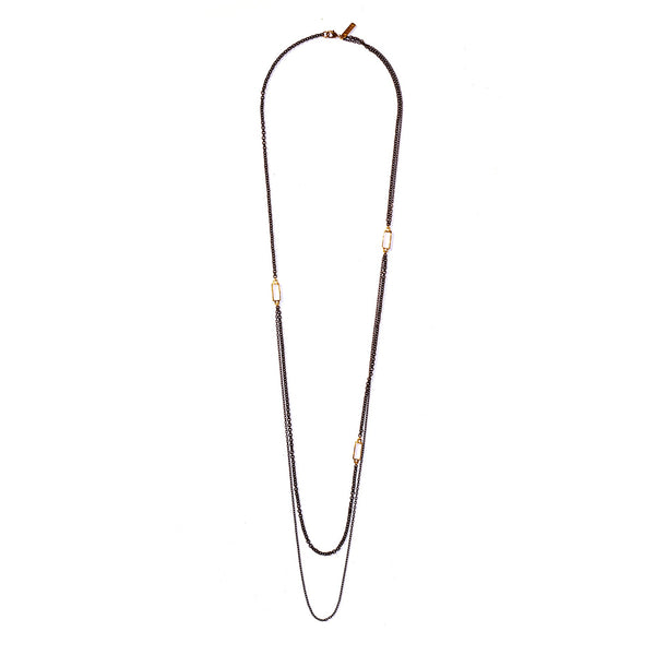 ALATA BOX LINK DOUBLE CHAIN NECKLACE BRASS