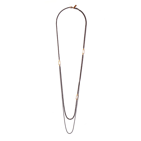 ALATA BOX LINK DOUBLE CHAIN NECKLACE BRASS