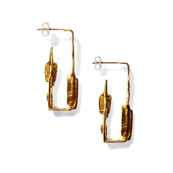 MEDIUM ALATA HOOP EARRINGS BRASS
