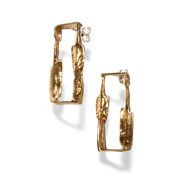 MEDIUM ALATA LINK STUD EARRINGS BRASS