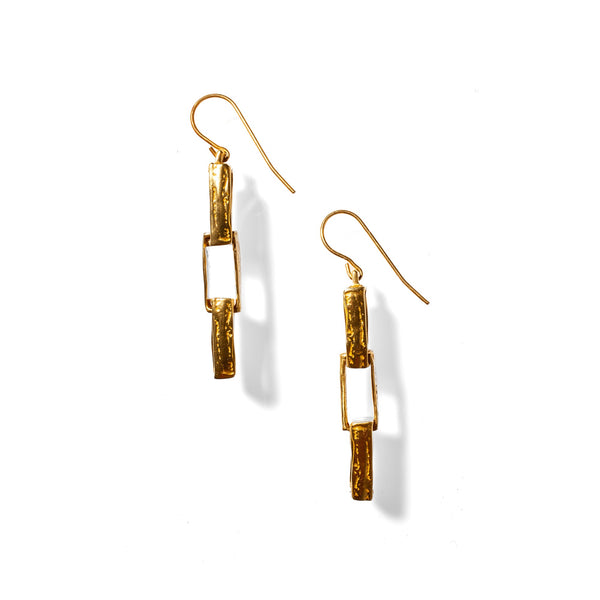 3 LINK ALATA BOX CHAIN EARRINGS BRASS
