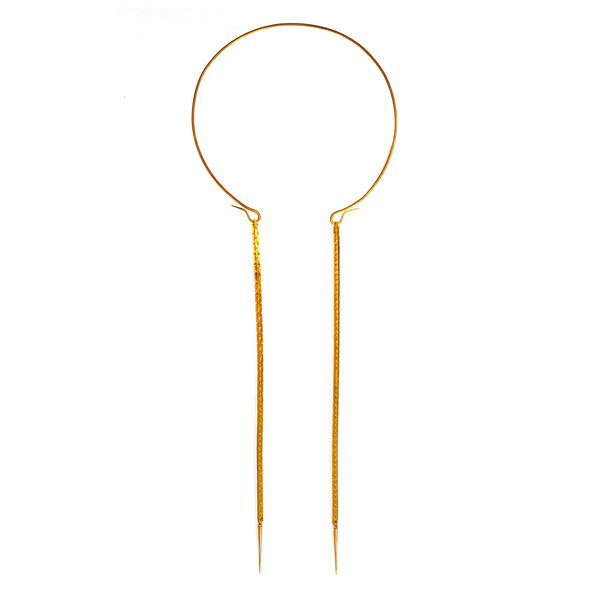 BOX CHAIN COLLAR SPIKE DROP NECKLACE BRASS
