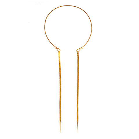 BOX CHAIN COLLAR SPIKE DROP NECKLACE BRASS