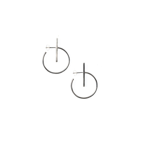 Small Lined Circle Hoops Sterling