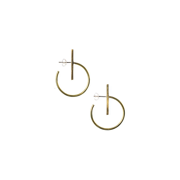 Small Lined Circle Hoops Brass