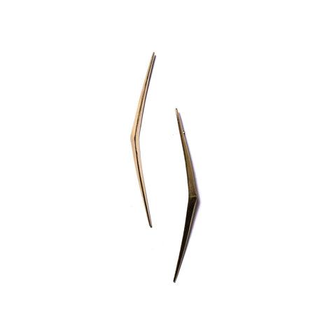 Long Ray Stud Earrings Brass