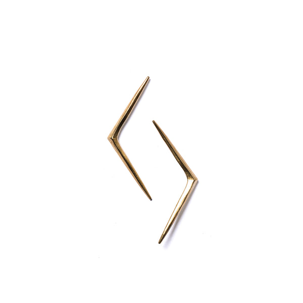 Short Ray Stud Earrings Brass