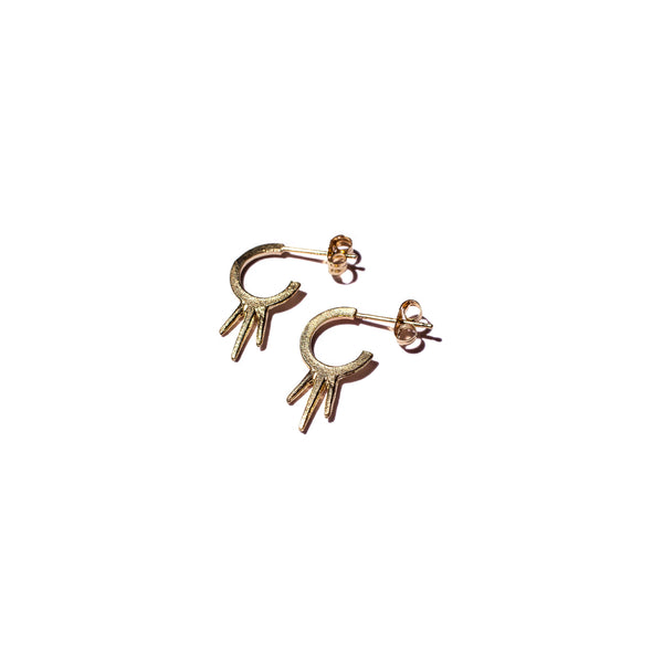 Petite Burst Hoops Yellow Gold