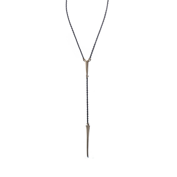 Telson Y Necklace in Brass