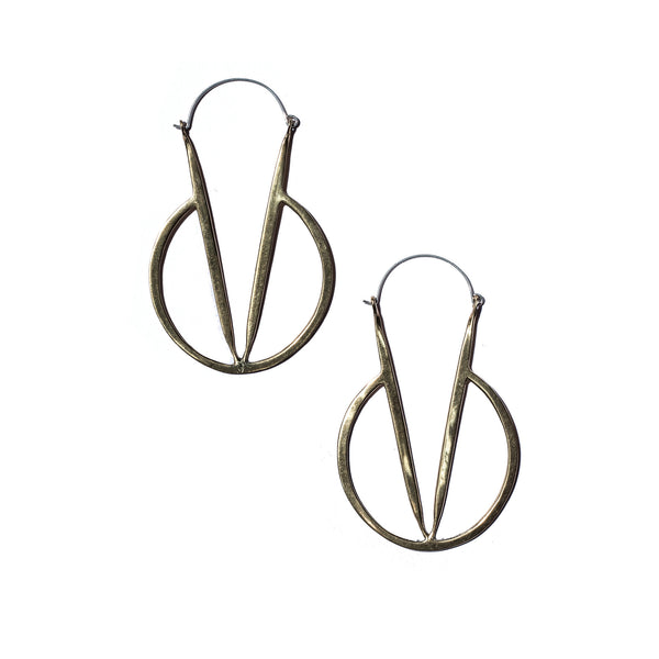 Flying V Drop Earrings in Brass