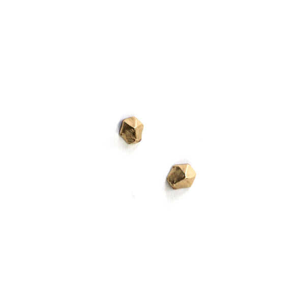 CRYSTAL TIP STUD EARRINGS BRASS