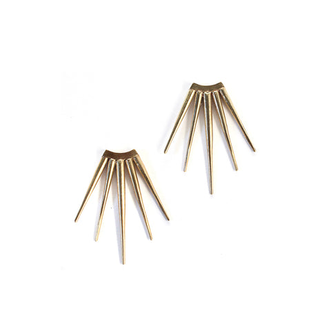 Large Quill Burst Earrings Brass