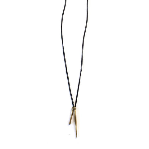 Twist Bar Double Chain Necklace in Brass