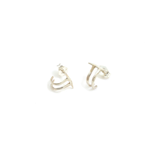 Twist Spike Double Hoops Sterling