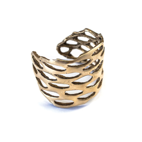 Large Smooth Chain Link Cactus Cuff Brass