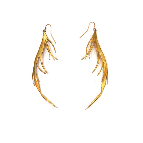 Brass Feather Earrings