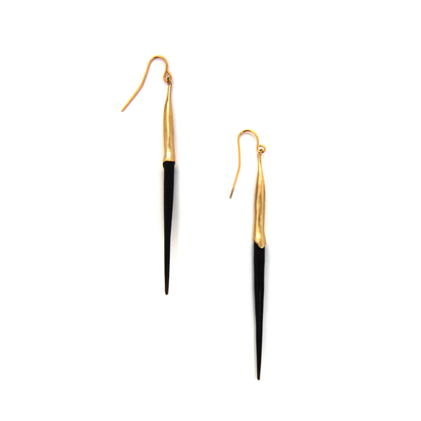 Bionic Brass Quill Earring Black