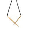 CROSSED BRASS QUILL NECKLACE