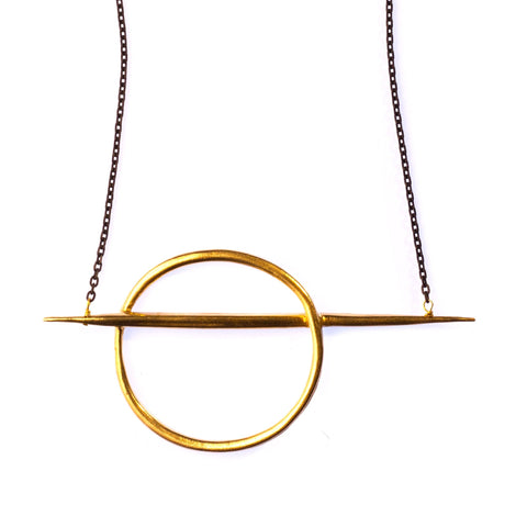 Lateral Quill Rising Necklace Brass