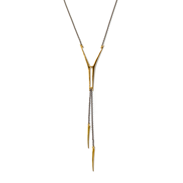 Long Mirrored Ray Bolero with Telson Drops Brass